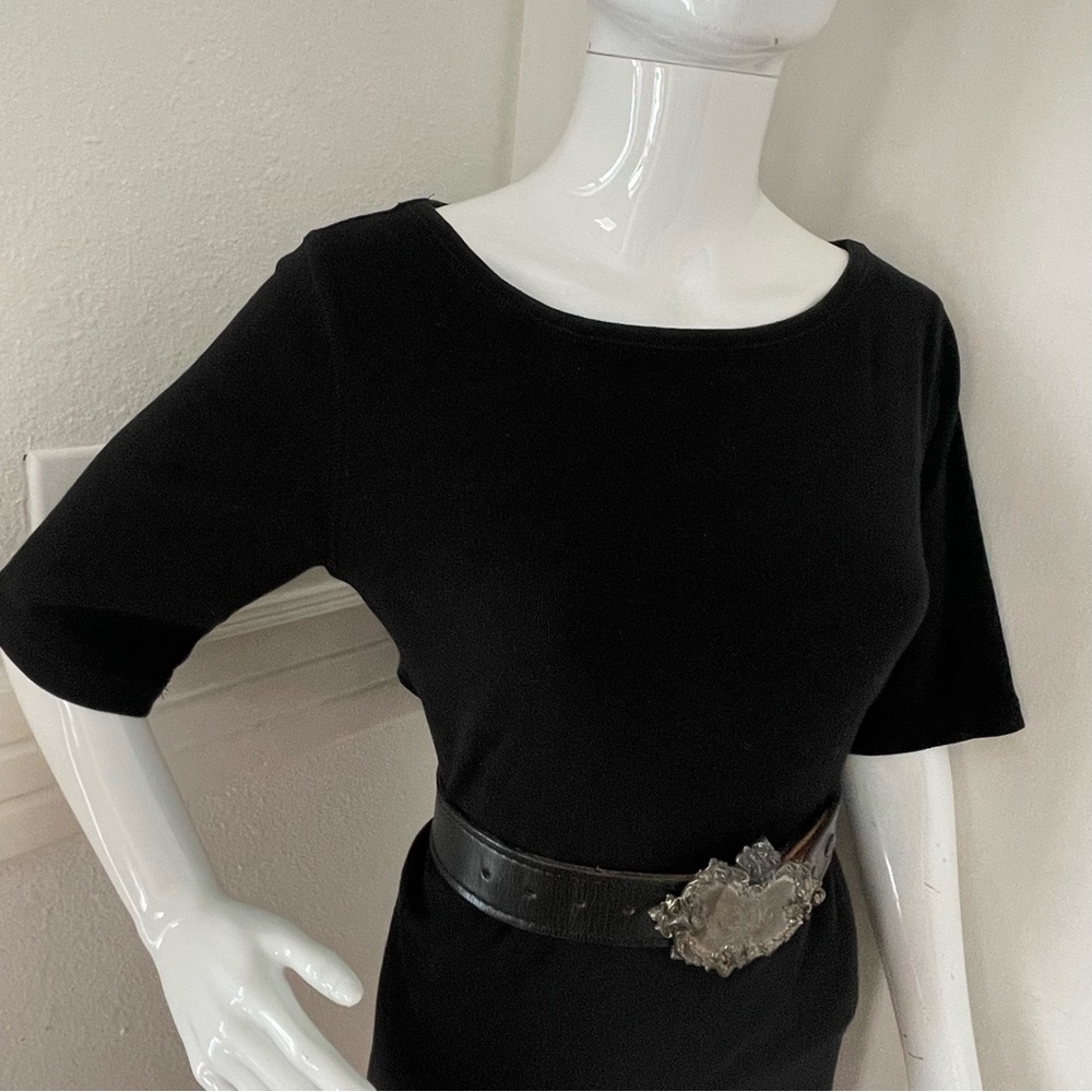 Ralph Lauren Black Cotton Dress 3/4 Sleeve Elegant Business Office Casual - Picture 2 of 15
